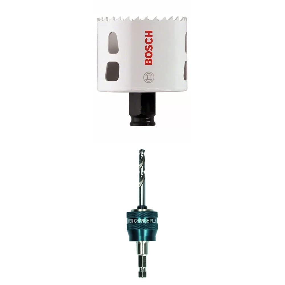 Bosch Professional Sega a Tazza for Wood & Metal (per Legno e Metallo, Ø 60 mm) + 1x Power Change Plus Adapter (Bussola 3/8“ esagonale, Punta HSS-G Ø 7.15 x 85 mm)