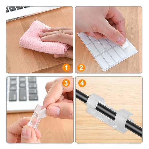 40 piezas JacobsParts Clips Adhesivos Transparentes para Organizar Cables al 0.26" de Diámetro miniatura 6