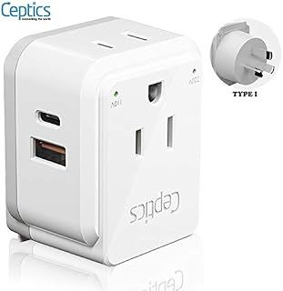 Australia, China, New Zealand Power Plug Adapter Travel Set by Ceptics, Safe Fast