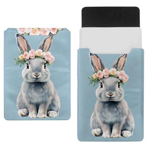 Funda para ordenador de alta resistencia con estampado detallado de conejito de flores
