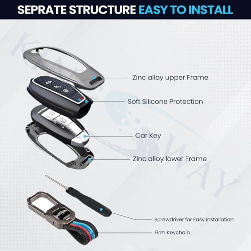 Image of KINGSWAY Maruti Suzuki Car Key Cover and Keychain Perfect Shape and Compatible with 3 Buttons Smart Key of All Maruti Suzuki Cars, Remote Key Shell, Car Key Chain Cover, 360 Protection, Gunmetal Grey