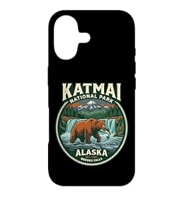 Katmai National Park Alaska Brooks Falls Grizzly Bear Emblem Case for iPhone 17