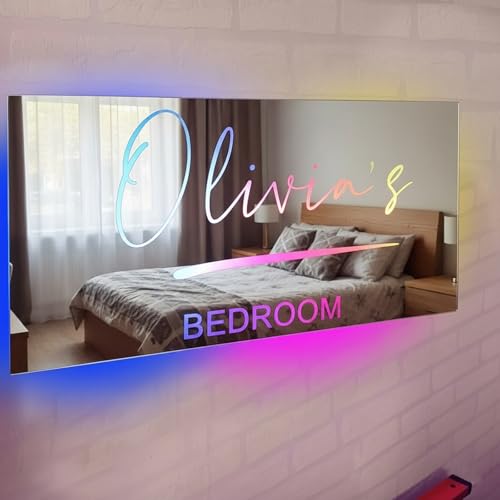 Personalized Name Mirror LED Light, Custom Name Light Up Sign