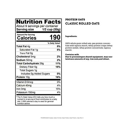 Kodiak Oatmeal Canister, Rolled Oats, High Protein, 100% Whole Grains (1 canister)