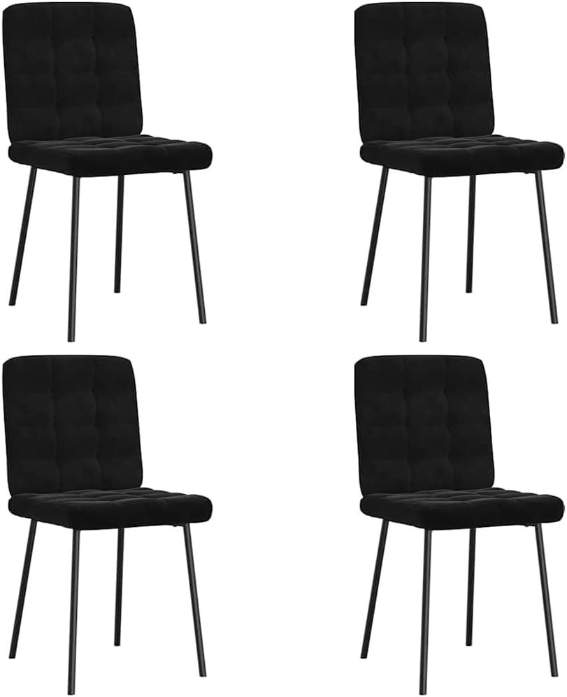 vidaXL Dining Chairs 4 pcs Black Velvet, Dinner Chair, Kitchen Chair, Dining seat, Chair, Living Room Chair, Accent Chair, Side Chair
