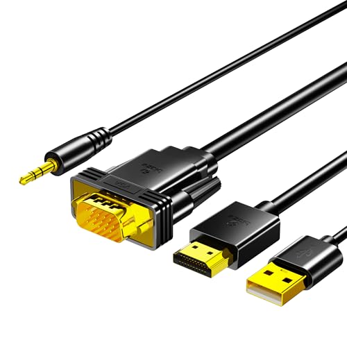 biaze ZH51 VGA auf HDMI Adapter mit Audio, 1080P@60HZ Adapter mit Stromversorgung &uuml;ber USB, VGA-Stecker-auf-HDMI Buchse Konverter f&uuml;r Monitor PC Ausgangsquelle zu TV/Monitor