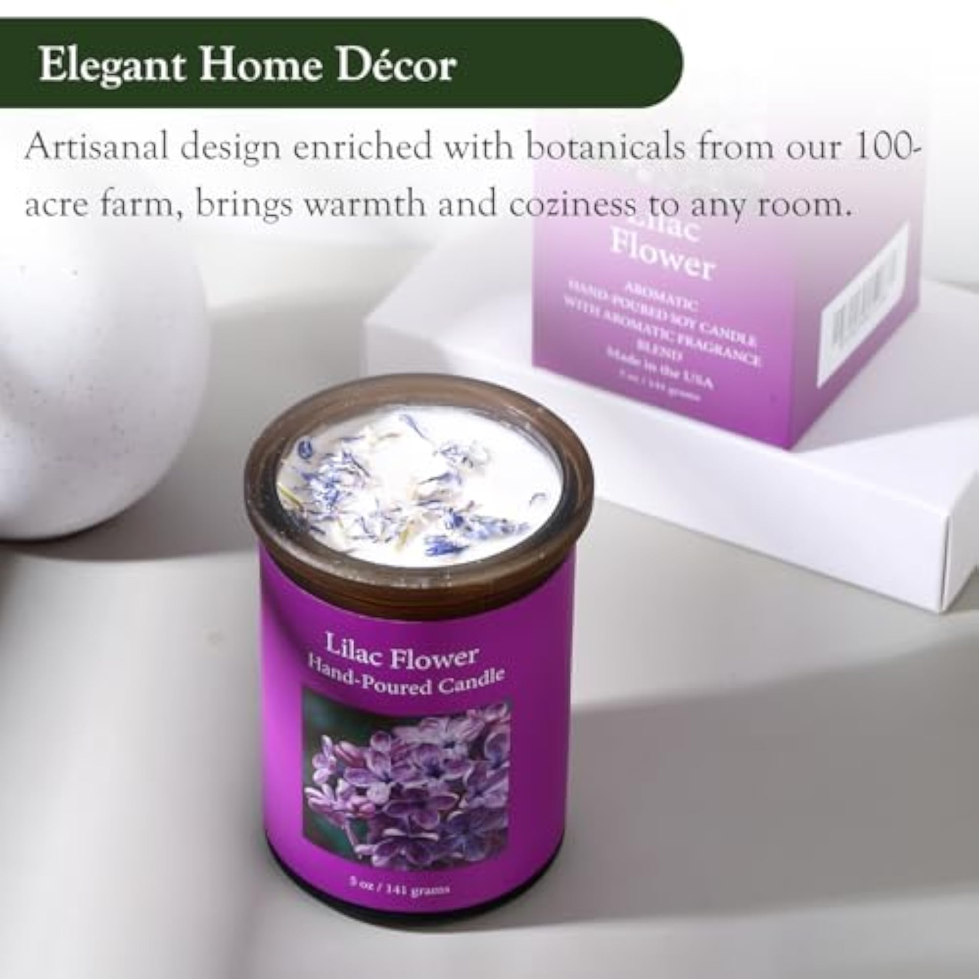 Lilac Balsalm Scented Candle, Plant Based Aromatherapy