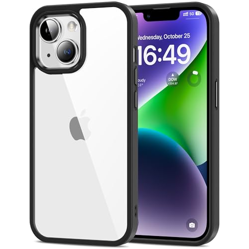 Image of HOOMIL Case for iPhone 14 Plus 6.7-Inch, Non-Yellowing, Drop Protection, Anti-Scratch Transparent Hard Back Phone Cover - Black Clear