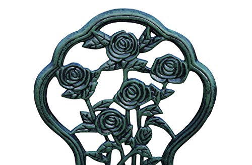 Image of Oakland Living Cast Aluminum Conversation Set Metal Antique Green 3 Piece Patio Rose Bistro Set