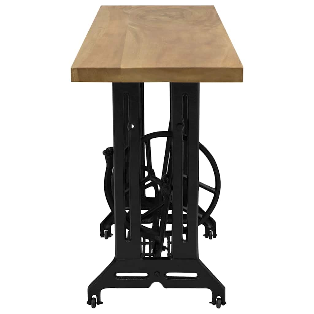 Générique Tavolo Console con Base Macchina Da Cucire 110x40x75 cm | Legno Di Suar Massiccio, Ghisa Originale, Pedale Mobile, Ruote Rotanti, Stile Rustico