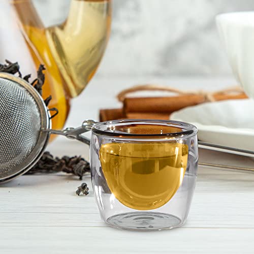 Birchland Espresso Cups Set Of 4, Double Wall Espresso Glass Set Of 4, Insulated Shot Glass, Espresso Shot Cups, Insulated Espresso Mugs, 2.7 Oz. (Storm Gray) #TOP2
