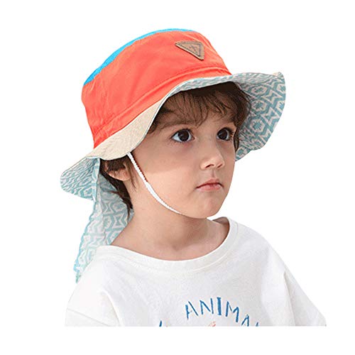 jerague Baby Flap Sun Hat UPF 50+ Protection - Infant Toddler Adjustable Summer Hats for Outdoor Anti-UV Travel Beach Orange