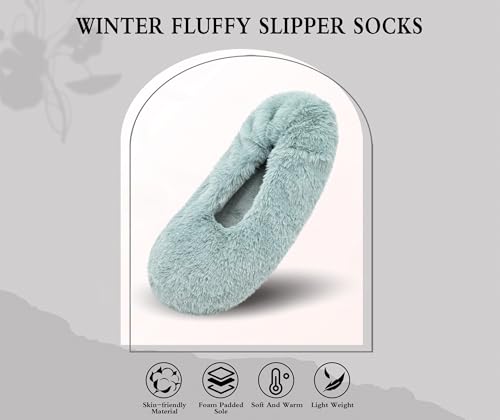 Image of Keyela Women's Ballerina Slippers,Non-Slip Bedroom Slippers Socks | Soft fuzzy slipper socks for ladies Indoor home slippers Cozy sock slippers Ballet Slippers
