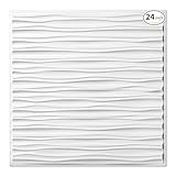Art3dwallpanels Ceiling Tiles 24 x 24 for Interior Wall Décor, 24 Pack Drop Ceiling Tile 3D Wall Panel Fire Rated Waterproof Premium PVC, No Sag and Breakage Wall Panels Cover 96.Sq.Ft. White