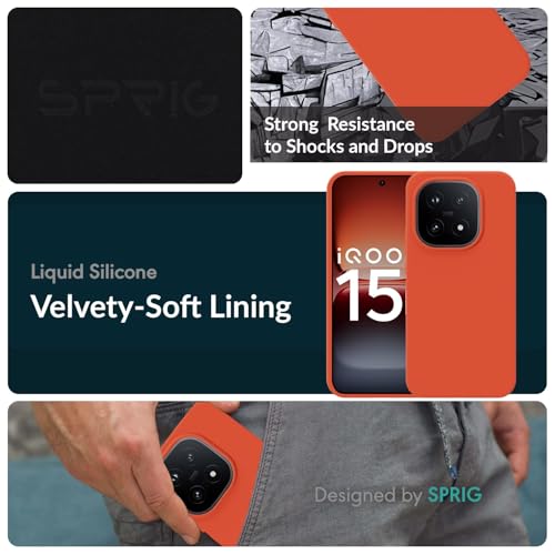 Image of SPRIG Compatible with IQOO 15 5G SilkTone Back Cover Drop Tested Shock Proof Mobile Case for Men, Women, Boys and Girls with Camera Protection (Orange)