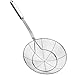 Schiumarola in acciaio inossidabile, mestolo da cucina a rete con manico per uso quotidiano, per friggere, cuocere al vapore e scodellare. Diametro: 18 cm. Lunghezza totale: 44 cm
