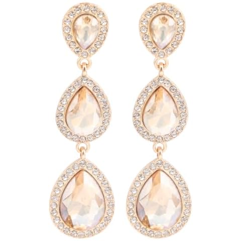 LEGITTA Rhinestone Crystal Dangle Drop Earrings Clear Elegant Layered Teardrop Wedding Jewelry for Women Cover