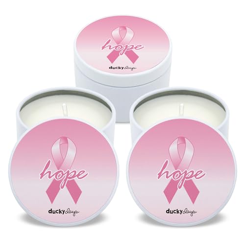 Ducky Days Breast Cancer Awareness Custom Candles, Breast Cancer Awareness Bulk Items, Bulk Candles (Set of 10) (White Tin)