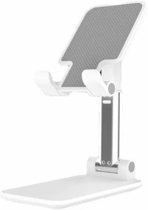 Adjustable Foldable Cell Phone Stand, Desktop Phone Holder with Height & Angle Adjustment, Anti-Slip Design, Universal Compatible with Smartphones (White)