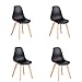 N/C Lot de 4 Chaises de Salle à Manger Pieds en Bois Massif - Style Scandinave Noir