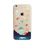 iPhone 6/6s case, Geekmart Clear Soft Cartoon Space & Astronauts Cover Case 4.7 inch (B)