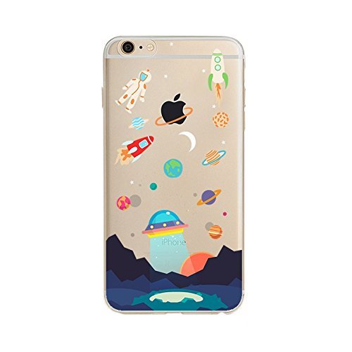 Geekmart Clear Soft Cartoon Space & Astronauts Cover Case 4.7 inch Compatible Perfect iPhone 6/6s