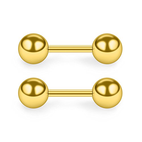 SCERRING 4 Pairs 20G 1/4" Stainless Steel Polished Ball Barbell helix Cartilage Tragus Ear Lobe Stud Earring For Men Women 3-6mm - Gold by SCERRING - Used condition - Image 4