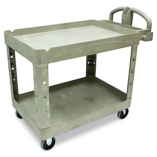 Rubbermaid Commercial 452088Bg Heavy-Duty Utility Cart, Two-Shelf, 25 1/4W X 44D X 39H, Beige -  RCP452088BG