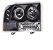 IPCW CWS-500B2 Clear Projector Headlight with Rings, Corners and Black Housing with Amber Reflector - Pair