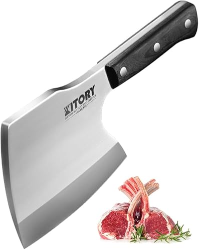 🥩🔪 10 Best Knife for Cutting Frozen Meat For 2025 6 Kitory Meat Cleaver, Super Massive Heavy Duty Axe shape Kitchen Knife for Big Bones Beef Bones and Frozen Meat, bones breaker, Full Tang Butcher Knife, Black Wooden Handle