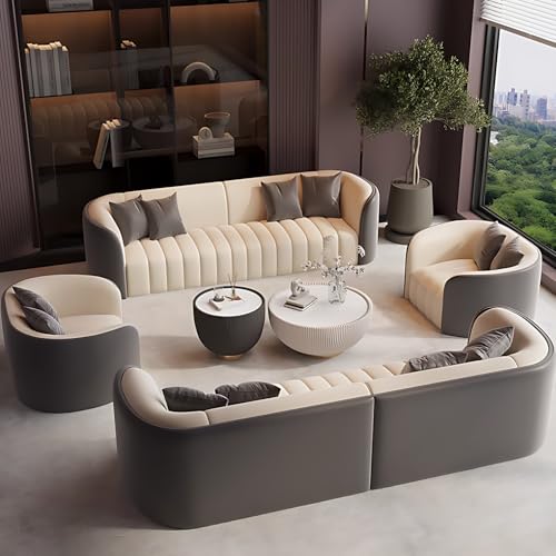 LyckTre Modern Sectional Sofa Set with Curved Design - Premium