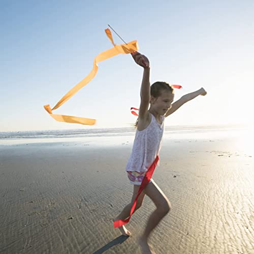 PAMASE 16 Packs Kids Dancing Gymnastics Ribbon Wands, 6'6