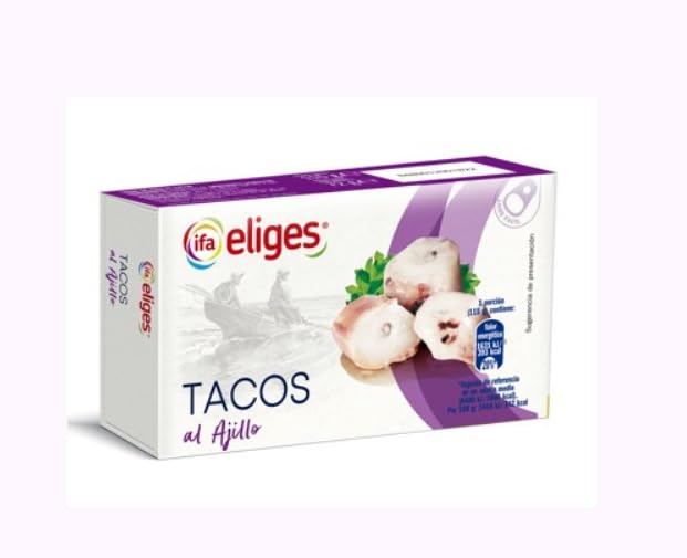 Tacos de Pulpo al Ajillo, Oktopus in Knoblauchsauce, 4er Pack, 120g Dose.