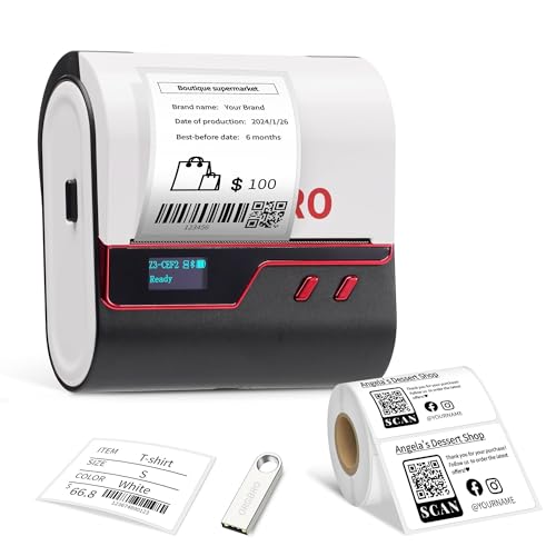 ORGBRO Label Maker Machine, Z3 Barcode Label Printer, 3 Inch Bluetooth Thermal Label Maker for Address, Small Business, Kids School Items, Large Sticker