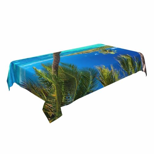TKS MITLAN Ocean Palm Tablecloth Decor Tropical Island Beach Sea Palm Trees Table Cloth Dining Room Kitchen Table Cover 60" X 84" Oblong/Rectangle by TKS MITLAN - Used condition - Image 3