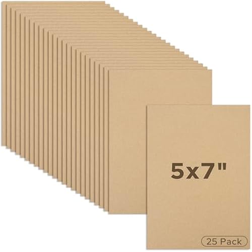 Mat Board Center 25 Pack 5x7 Corrugated Cardboard Sheets 1/8" Flat Pads