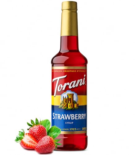 Coffee Syrup, Strawberry Flavored Syrup for Drinks, Pump Included, 25.4 Fl Oz