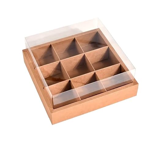 AIMALL 5PCS Kraft Paper Picnic Boxes with Clear Window - Disposable Lunch Containers, Versatile Sizes, Stackable Design, Perfect for Parties and Takeout