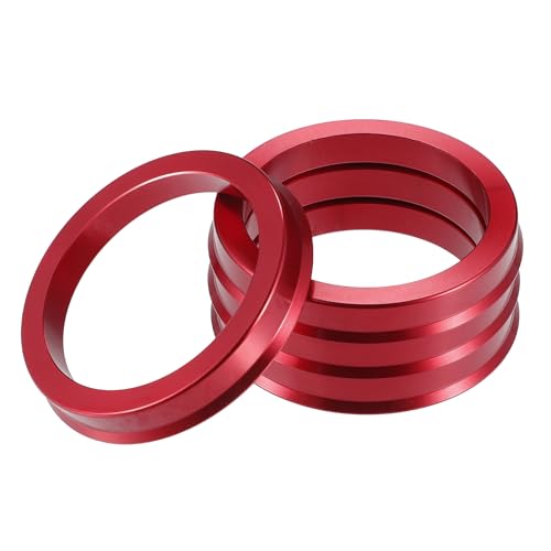 A ABSOPRO Anillos Centradores de Buje de Coche OD 70.1mm A ID 57.1mm Anillos Centradores de Buje Espaciador de Centro de Rueda de Aleación de Aluminio Rojo (Juego de 4)