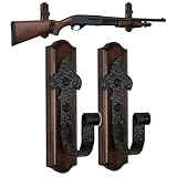 TESLYAR Gun Rack Wall Mount Hold Up Displays Horizontal Gun Rack and Shotgun Hooks Store All Rifle Shotgun Real Hardwood Tree Metal Hooks (Wenge)