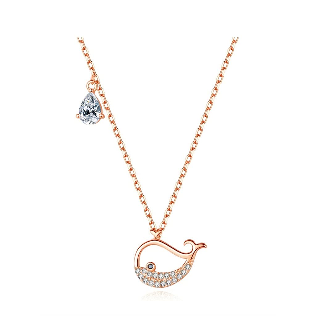 Collane Collana a Sospensione clavicola Lunghezza Totale 16.93in, collane per Donna, Piccola Forma di Balena, collane in Argento Sterling Collana da Donna