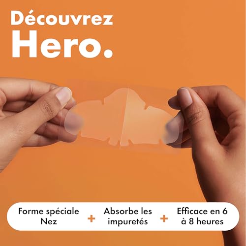 Hero Mighty Patch Nose: Patch anti-acné à l'Hydrocolloïde qui absorbe les impuretés des pores et des boutons sur le nez dès 6 heures, boîte de 10 patchs.