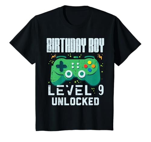 Kids Birthday Boy Level 9 Unlocked Gamer Controller T-Shirt