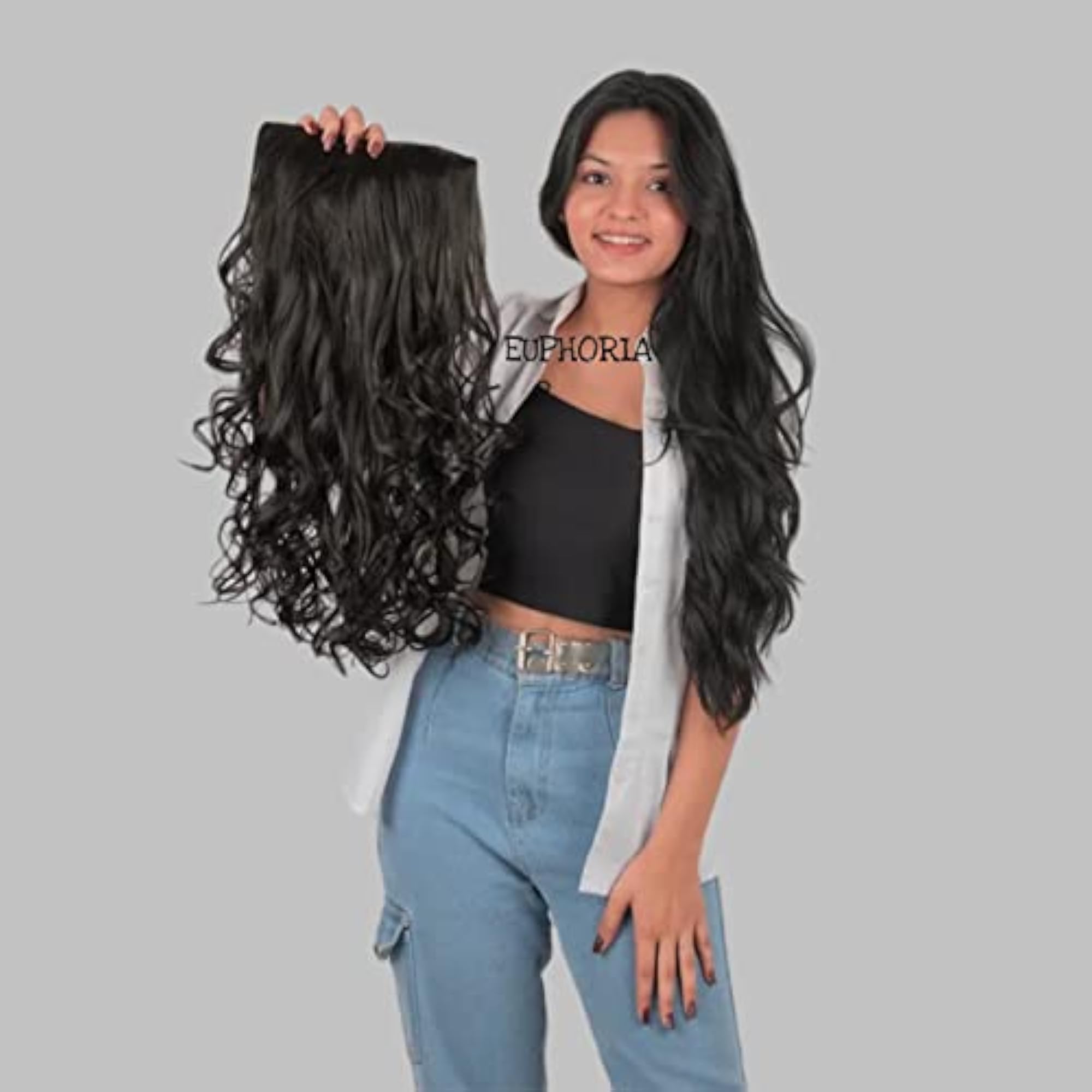 24" Natural Black Hair Clip-In Extensions for Women