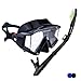 WACOOL Panoramic Wide View Snorkel Package Set for Adults, Anti-Fog Coated Glass Diving Scuba Mask, Full Dry Snorkel (Black)