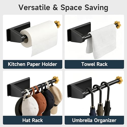 Evemlceol Magnetic Paper Towel Holder for Fridge Strong Magnet Black Kitchen Towel Holders Storage Organizer with Gold Nut for Refrigerator Grill Toolbox - Image 8