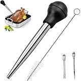 Peras para salsa de acero inoxidable 304 y caucho, pera de jugo pipeta cocina aguja de inyección con cepillo de limpieza para cocinar barbacoa