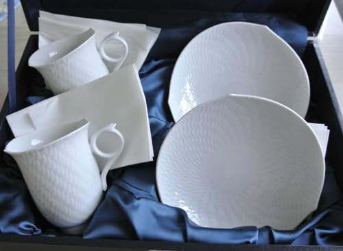 波の戯れホワイト コーヒーカップソーサー ペア