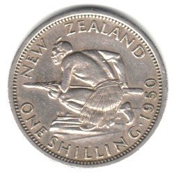 1950 New Zealand Shilling Coin