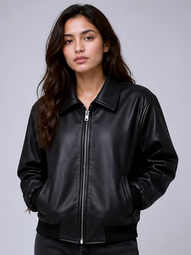 1STREET Men's Faux Leather Biker Jacket Black M - Image 3